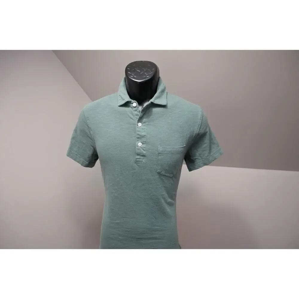 J Crew Casual‎ Polo Shirt Short Sleeve Green Slub Cotton Mens Size Small
